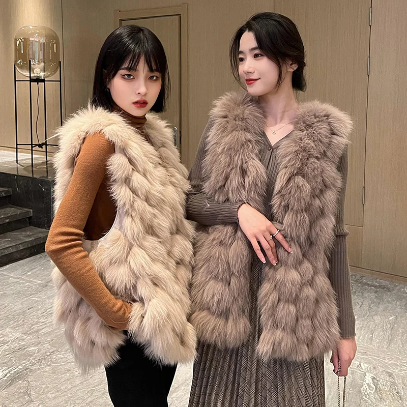 2022 Hot Sell Women Fur Vest Winter Warm Sleeveless Coat Fashion Lady Faux Fur Vest