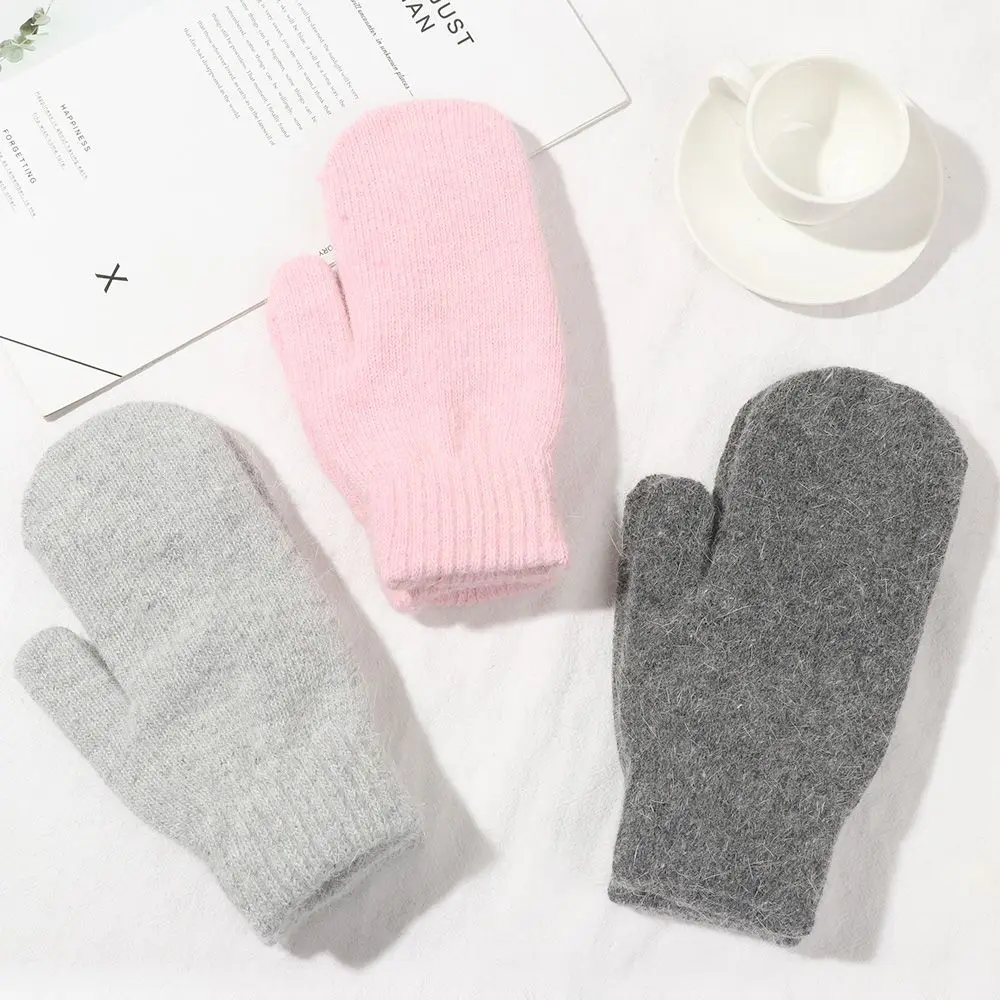 Rabbit Hair Double Layer Mittens Winter Gloves