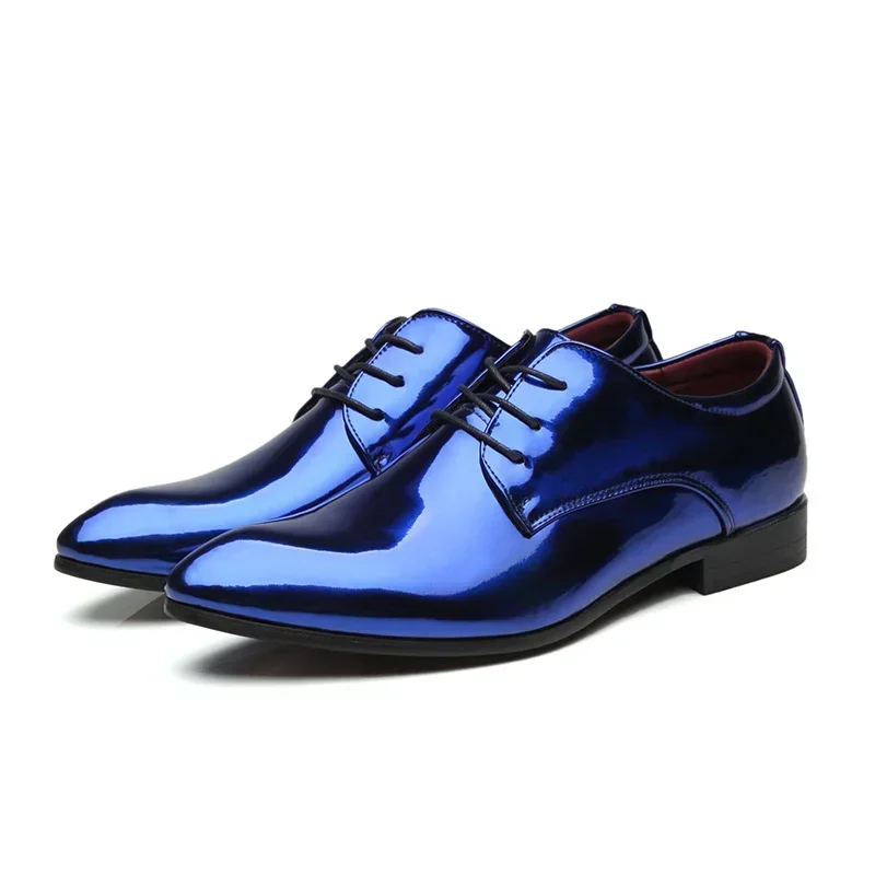 Fashion Patent Leather Men Wedding Shoes Oxfords Designer Pointed Toe Dress Big Size 37-48 leather shoes