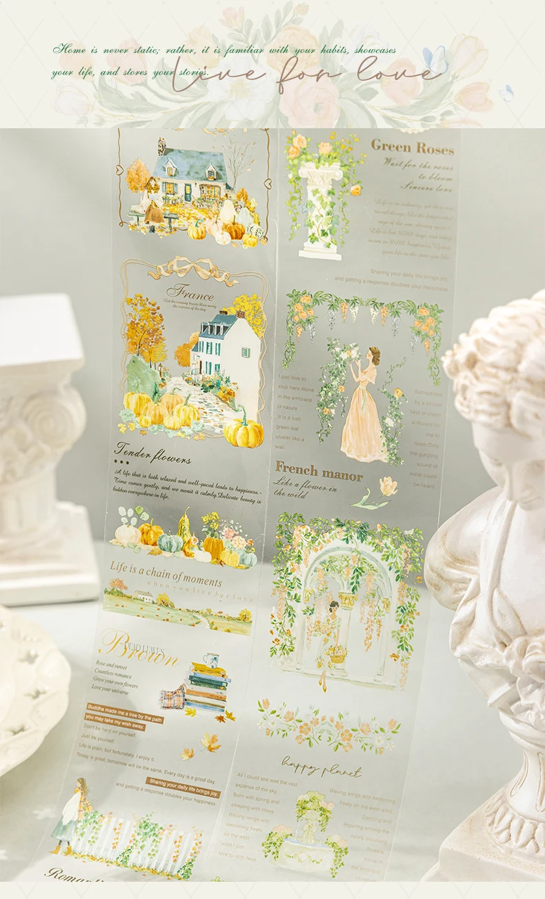 Journal GO 6x200cm Tour durch Südfrankreich Vintage Blumen-Collage PET-Klebeband Aufkleber Kreatives Journal Scrapbook Masking Tape – Detail 7