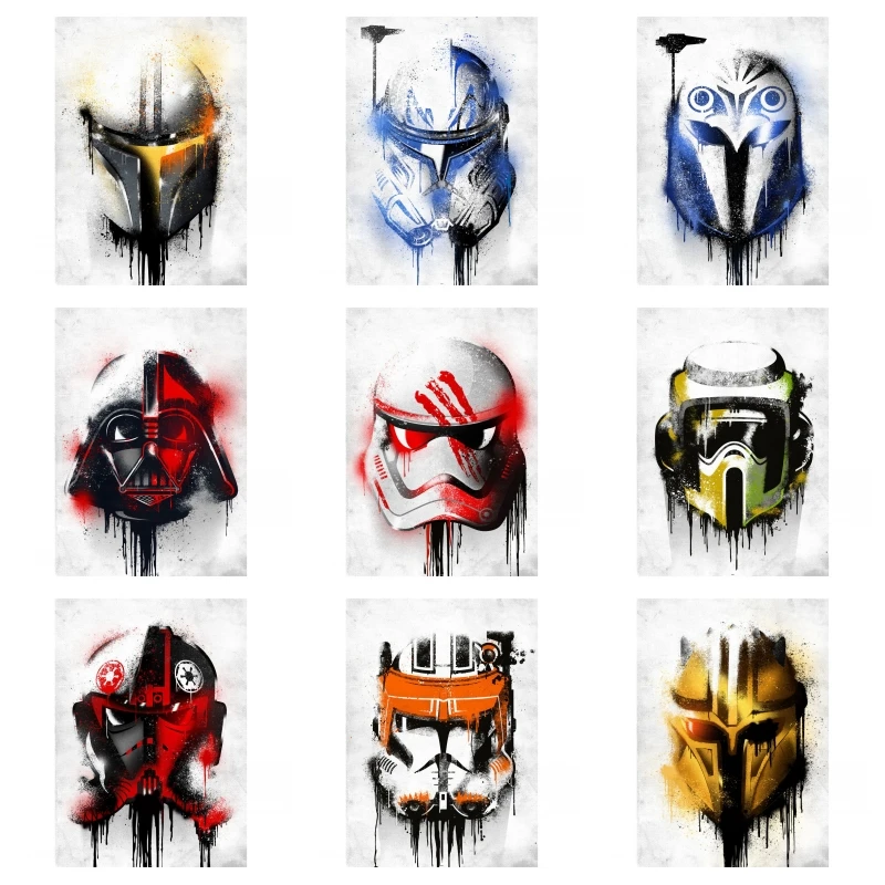 Star Wars Painting Pictures | Canvas Wall Art Picture | Canvas Helmet - Star - Aliexpress