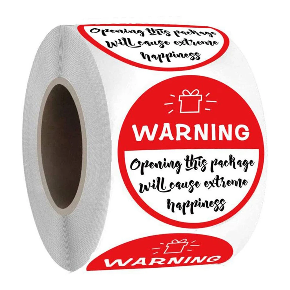 

500 Pcs 1.5inch Giveaways Red Cute Warning Label Extreme Happiness Labels for Thanksgiving Christmas Gift Box Decoration Sticker