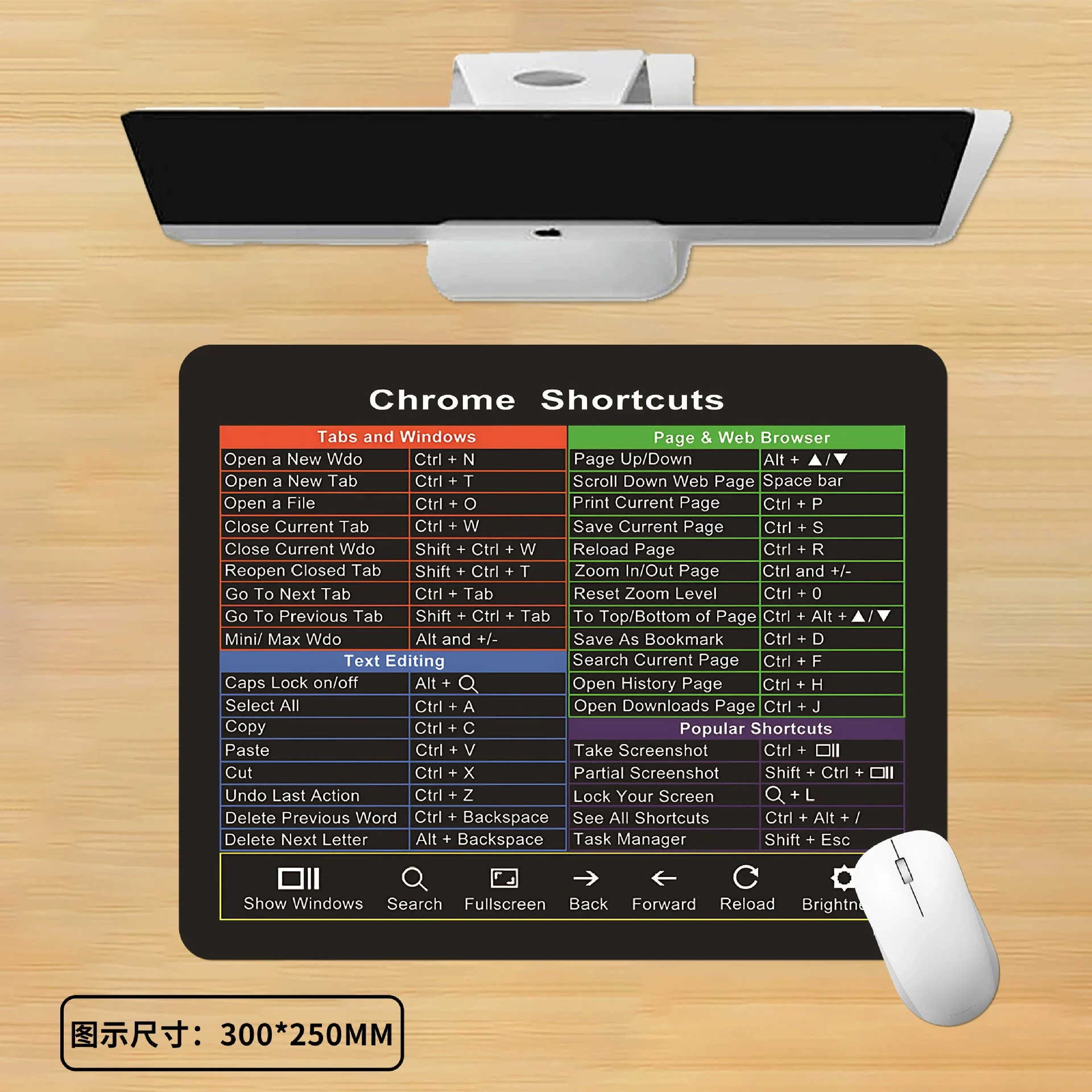 Mac OS System Anti-Slip Keyboard Small Mouse Pad Office Software Shortcuts Pattern Desk Computer Pad Cheat Sheet Desk Mat