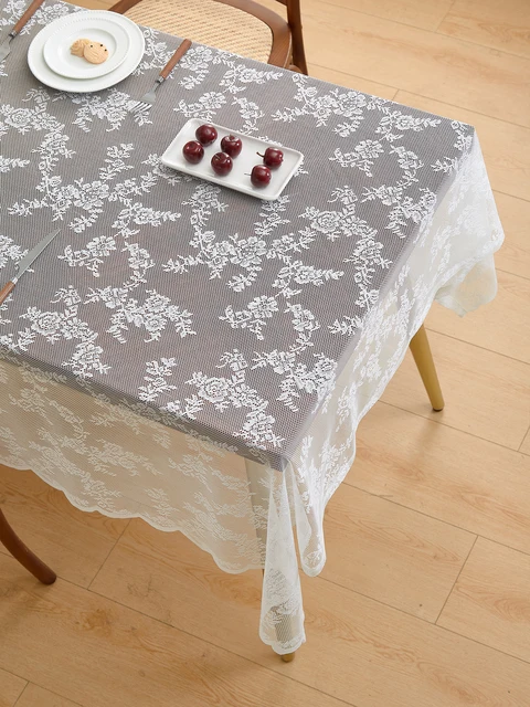 Nappe florale pliée en dentelle blanche pure, nappe pour mariages, fêtes, tables à manger 2