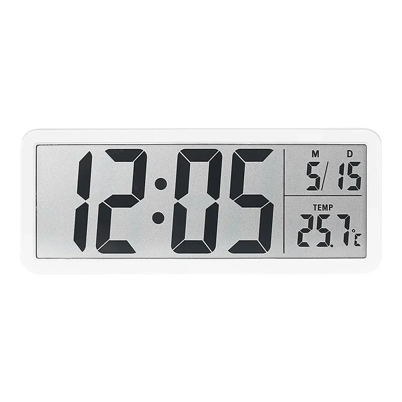 Sleek Digital Wall Clock with Multifunctional Display - White