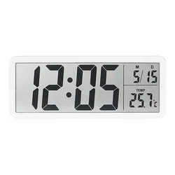 Sleek Digital Wall Clock with Multifunctional Display - White (White)