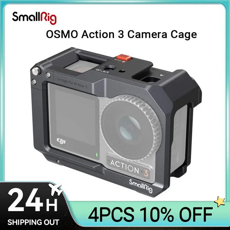 SmallRig for OSMO Action 4/3 Camera Cage, Protective Cage Compatible for DJI Mic,Protective Frame for DJI Osmo Action 3/4 - 4119