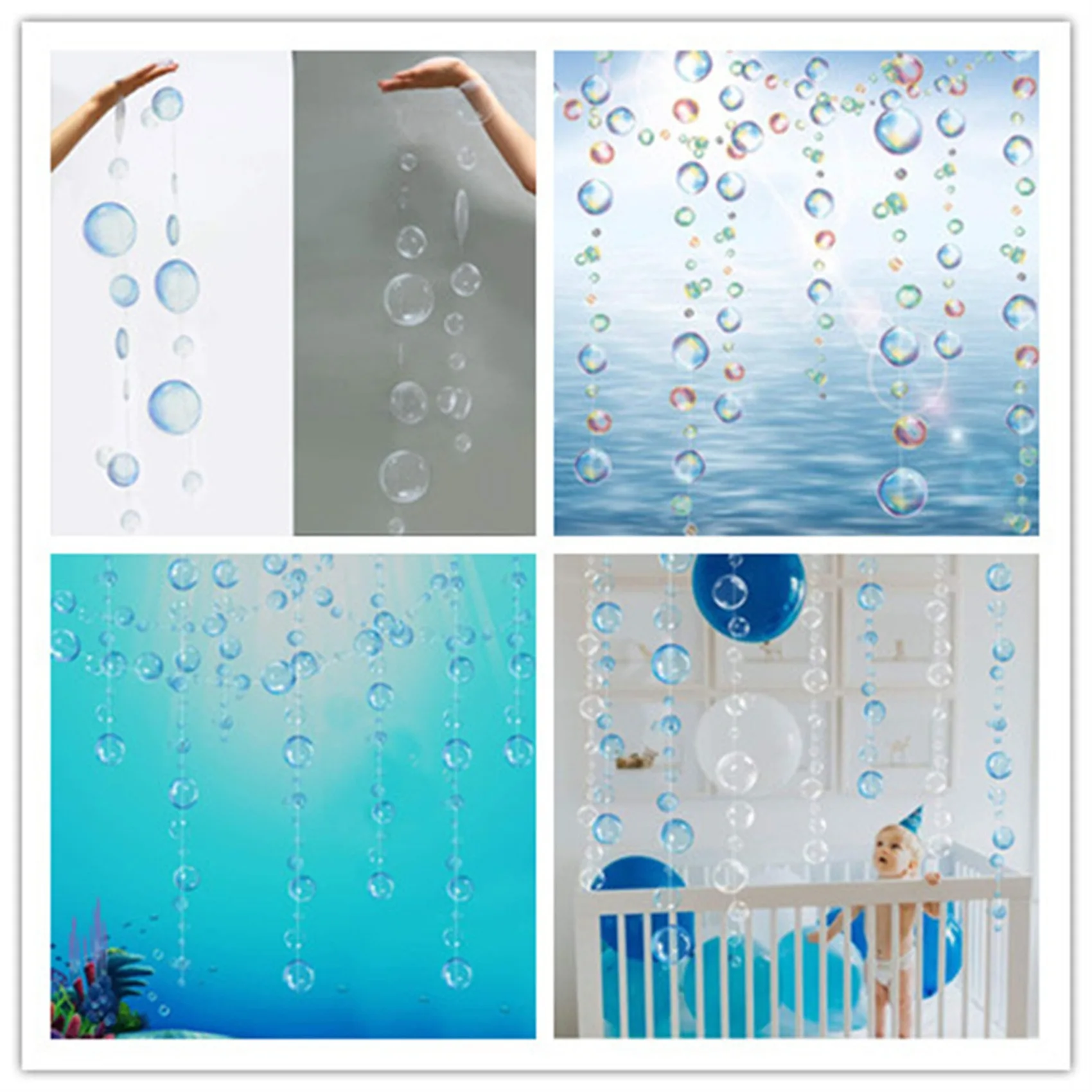 Under The Sea Party Decorations Colorful Bubble Garlands Ocean Themed Party Circle Hanging Banner Mermaid Birthday favor party decorations