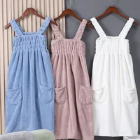 Wearable Bath Towels Coral Fleece Women's Bath Skirt Absorbent Sling Bathrobe Bath Skirts Shower Bathroom Quick Dry Towel 5