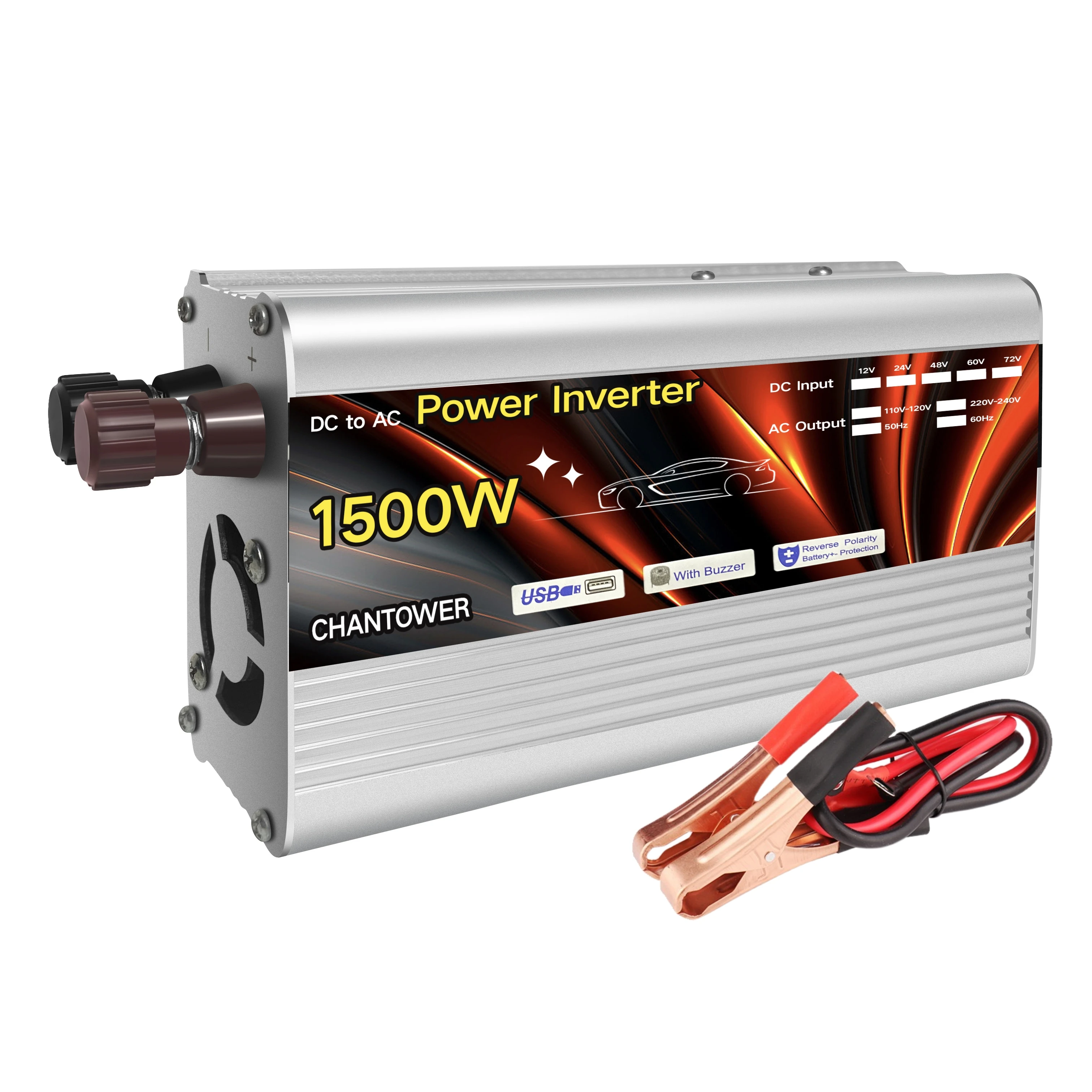 Inverter 12v 220v Inverter solare 500W 1000W 1500W 2000W Trasformatore di tensione portatile Convertitore di caricabatteria automatico Inverter di potenza per auto - immagine 2