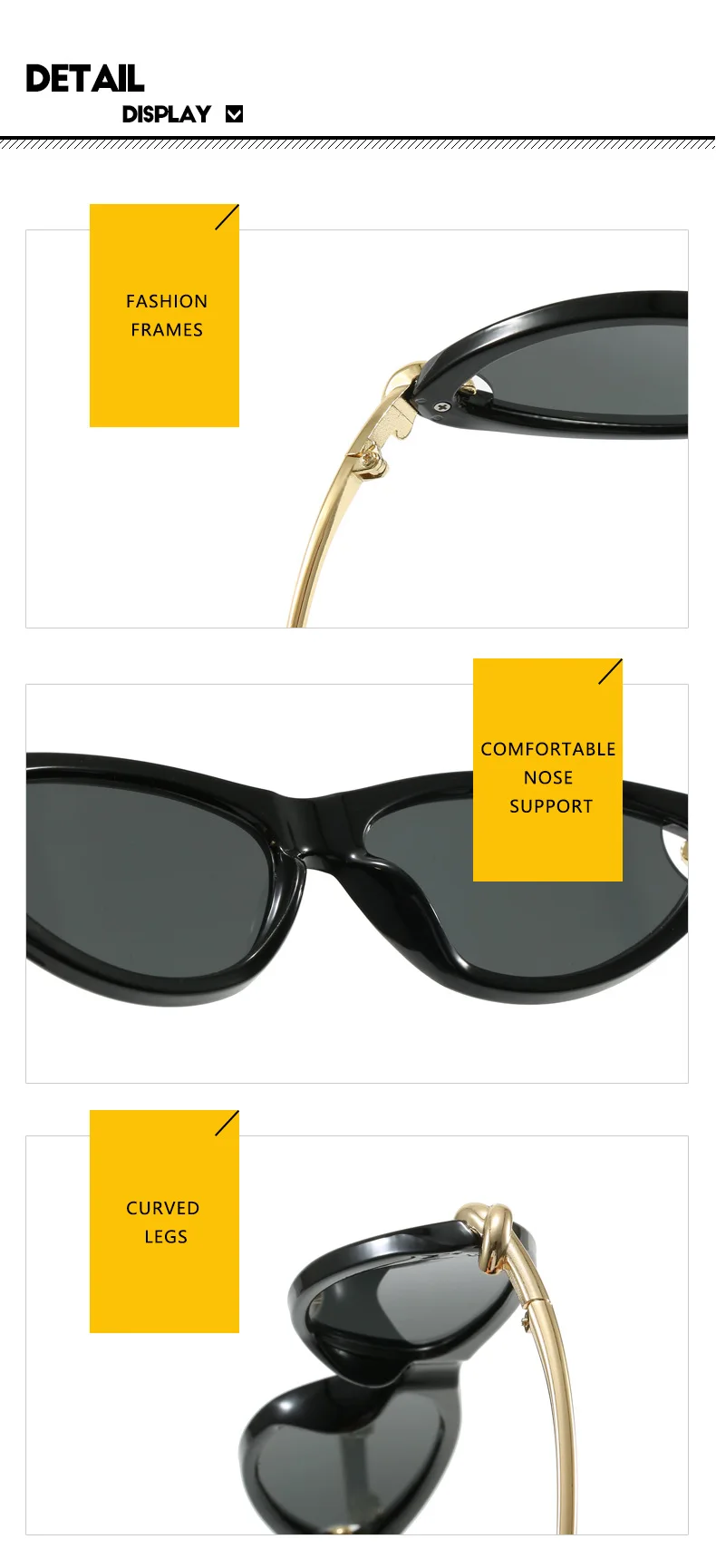 Neue Mode Knoten Bein Cat Eye Sonnenbrille für Frauen Vintage Marke Farbverlauf elegante Sonnenbrille Damen sexy Driving Shades UV400 – Detail 16