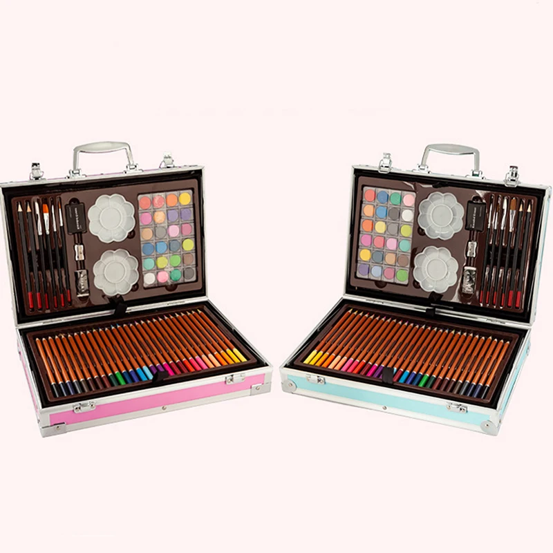 145Pcs Double Layer Aluminum Box Watercolor Brush Pen Set Art Painting Supplies Graffiti Watercolor Pens