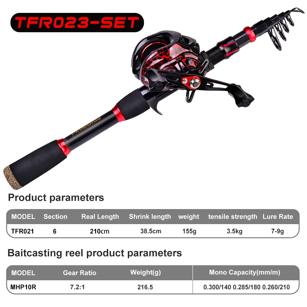 PROBEROS Fishing Rod & Reel Set 7.2:1 High Speed Baitcasting Reel