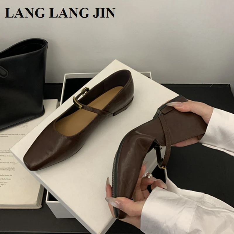 여성 캐주얼 로퍼 메리 제인 슈즈, 스퀘어 토 발레리나 소프트 슈즈, 플랫 발레 슈즈, 브랜드 디자이너, 새로운 패션 신발