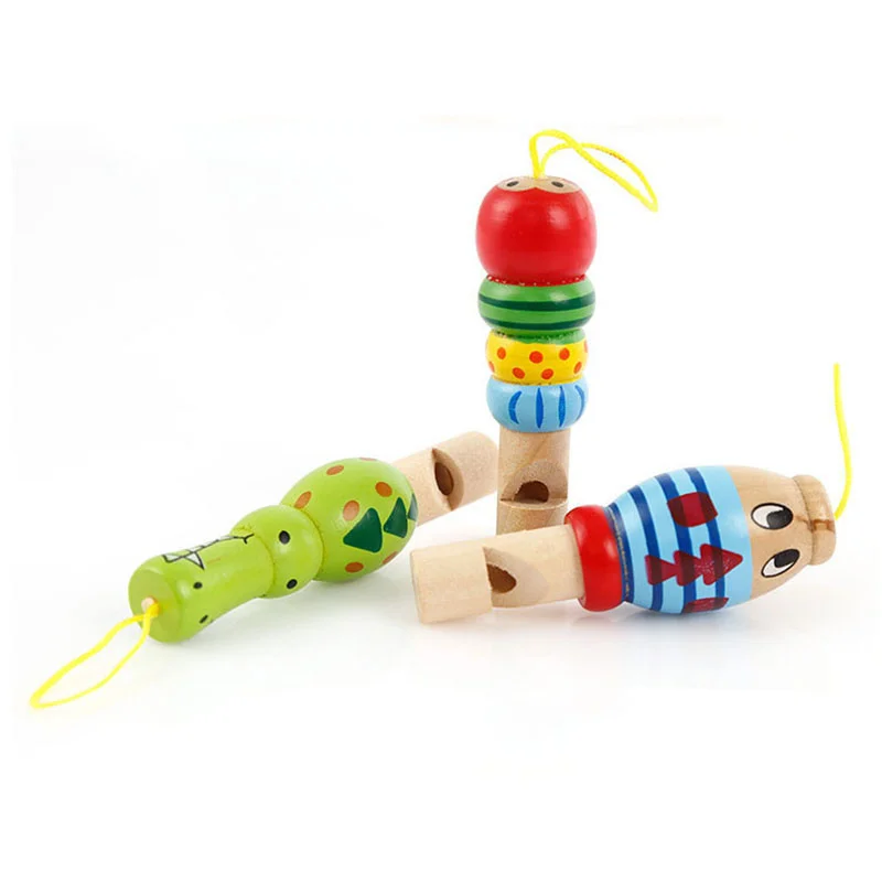 Cute Mini Animal Pirate Shape Wooden Whistle Music Toy Jewelry Pendant Early Education Teaching Aids Children's Holiday Gift 4