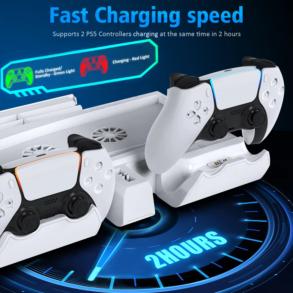 For PS5 Slim Host Multifunctional Heat Dissipation Base For P5 Game  Controller Charging Charging and Disc Storage Rack - AliExpress
