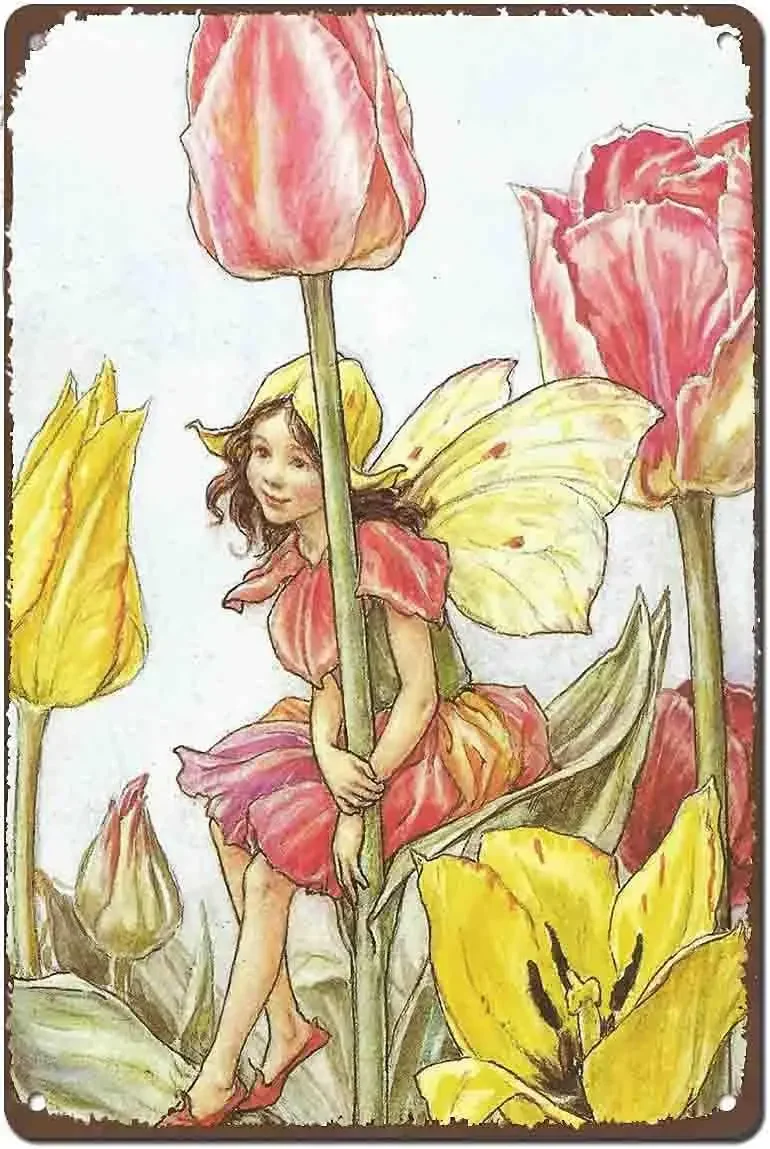 

Apular Retro Tin Sign The Tulip Fairy Flower Fairies Garden Ative Farmhouse Country Home Vintage Funny Poster Wall Decor Art
