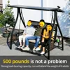 2/3-Seat Outdoor Patio Porch Swing with Adjustable Aluminum Alloy Canopy Solar Patio Swing Chair Bench 2