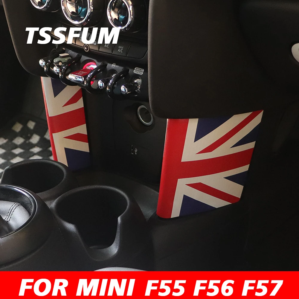 Union Jack Car Interior Leather Usb Central Control Water Cup Side Decoration Stickers Per Mini Cooper S F55 F56 F57 Accessori