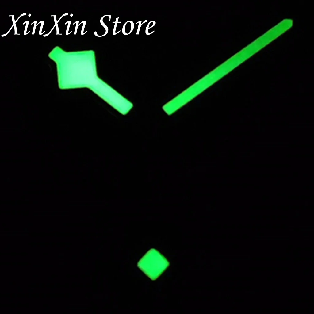 Silver Luminous Snowflake Watch Hands with Green Accents