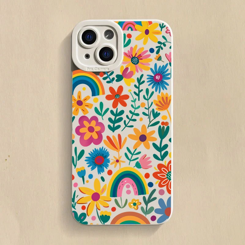 Vibrant Rainbow Floral Silicone Phone Case
