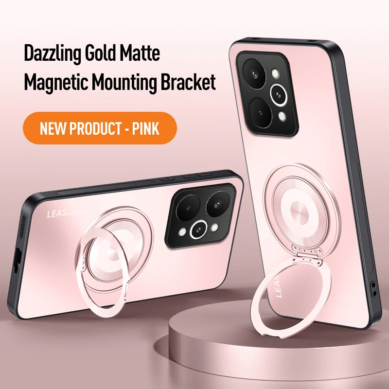 Magnetic Ring Stand Matte Hard Phone Case with Camera Protective Back Cover Bumper