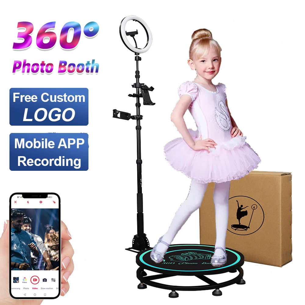 

2022 New 360 Photo Booth Rotating Machine Free Logo Customization Photo Booth 360 Automatic Spin Control Wedding Party Events