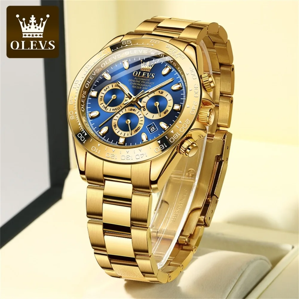OLEVS 6638 Original Brand Classic Man Automatic Mechanical Waterproof Wrist Watch Chronograph
