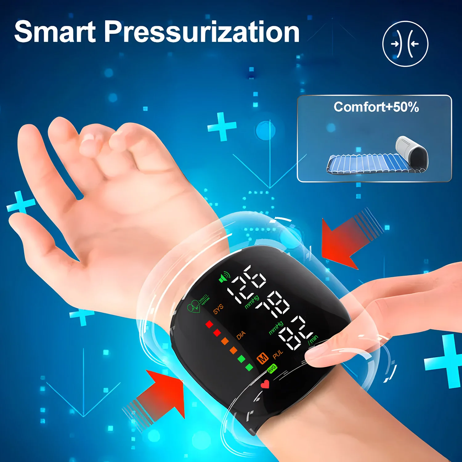 Rechargeable Wrist Blood Pressure Monitor Medical Baumanometro Digitlal Tensiometro Health Tonometer Sphygmomanometer blood pressure monitor blood pressure meter