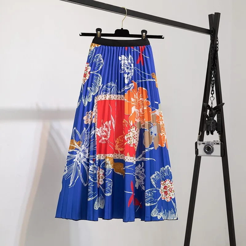 mini skirts for women Women Pleated Skirts Fashion High Waisted Elastic Girl 2022 Spring Summer Long Skirt Party Holiday Female A-Line Midi-Calf Skirt green skirt Skirts