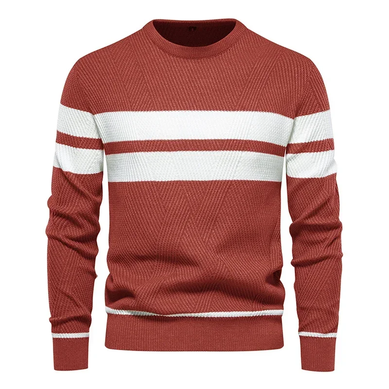 Autumn Winter Y2K Fashion Korean Harajuku Sweaters Men Knitting Tops Long Sleeve Male Clothes Patchwork Pullover Casual Knitwear