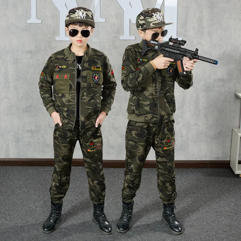 

Boys Camouflage Suit 2022 Spring and Autumn New Big Boy childrens Baseball Suit 2 piece Set Childrens Camouflage Summer camp