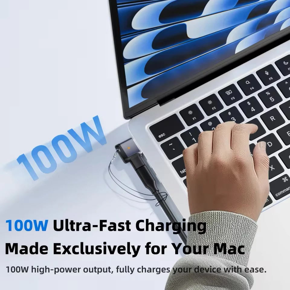 2026년형 PD 100W 타입-C to MagSafe 3 마그네틱 고속 충전 어댑터 (맥북 에어/프로 M1 M2 M3 M4 M5 호환)