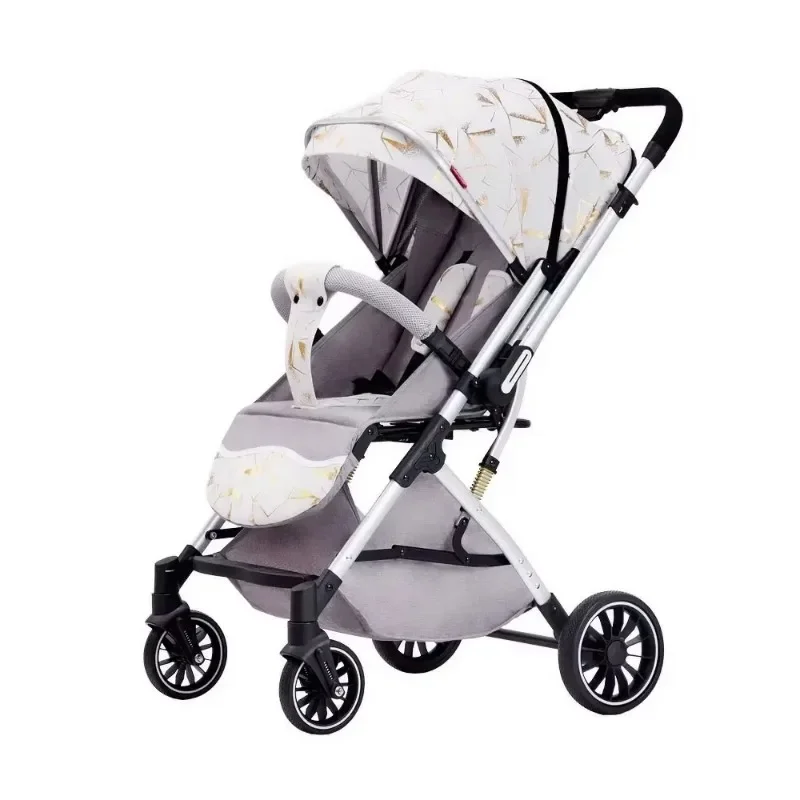 Two-way Lightweight High-view Baby Stroller Can Sit or Lie Down Portable Travel Baby Stroller Four-wheel