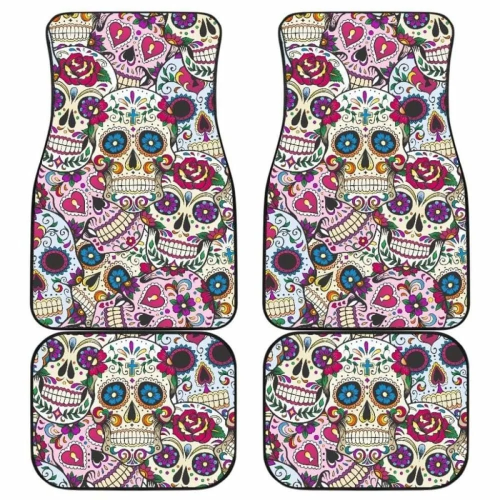 

Skull Flower Design Car Floor Mats Fits Most Car Rubber Floor Mats Custom Printed Rose Floor Mats Leopard Print