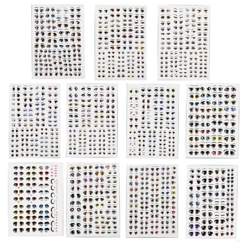 N84C 11 Sheet DIY Dolls Eyeball Eye Cartoon Decals Dolls Eye Water Stickers Label