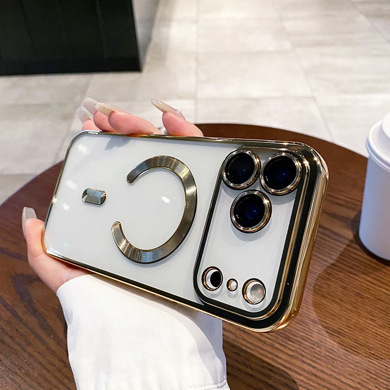 Luxurious Glitter Plating Silicone Soft Clear Magnetic Case - Ultra-Thin Design