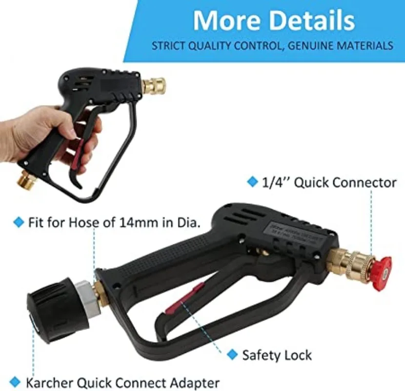 Swivel Bottom 4000 PSI High Pressure Gun With Quick Connect Color Nozzle Kit For Karcher/Nilfisk/Bosch/Lavor Car Wash