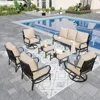 Patio Furniture Sets for 7 Outdoor Conversation Set 7 Pcs with 2 x Swivel Chairs, 2 x Armrest Sofa Chairs, 1 x 3-Seat Sofa 1