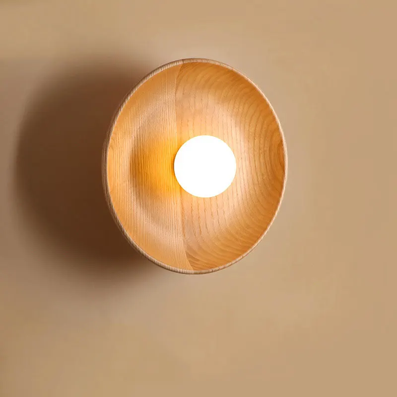 

Modern Minimalist Solid Wood Wall Lamp Living Room Bedroom Bedside Lamp Nordic Retro Corridor Stairway Decorative Wall Lamp