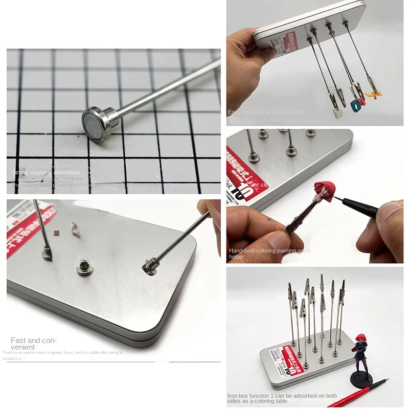 Spraying Clamps MS089 Model Metal Magnetic with Storage Box Model Painting Tools for Military Hobby DIY Tool Set