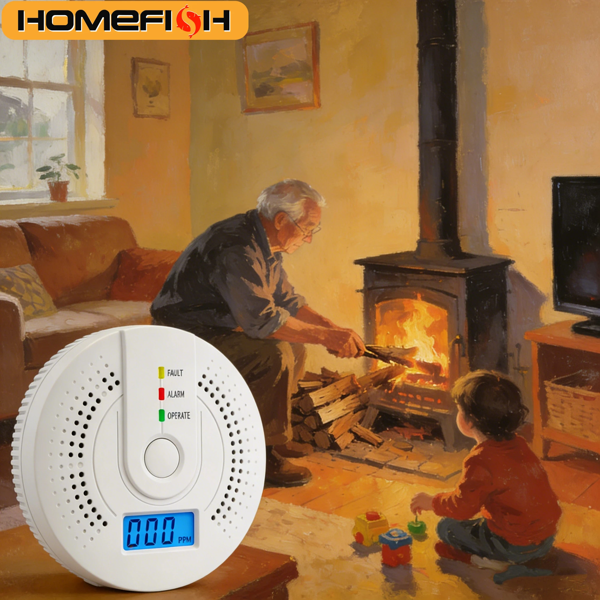 HOMEFISH Carbon Monoxide Alarm Home Hotel