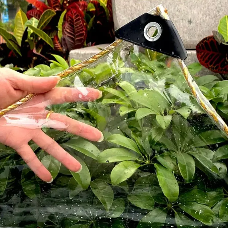 Anpassbare, durchsichtige Plane mit Reißverschluss, PVC, transparent, regendichtes Tuch, verdickte, wasserdichte Plane, Balkon, Zaun, Segelschuppen, Regenschutz – Detail 13
