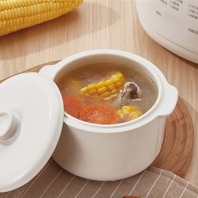 1L Ceramic Stew Pots Electric Porridge Soup Cooker with Touch Control Small Slow Cooker Suitable for Healthy Cooking