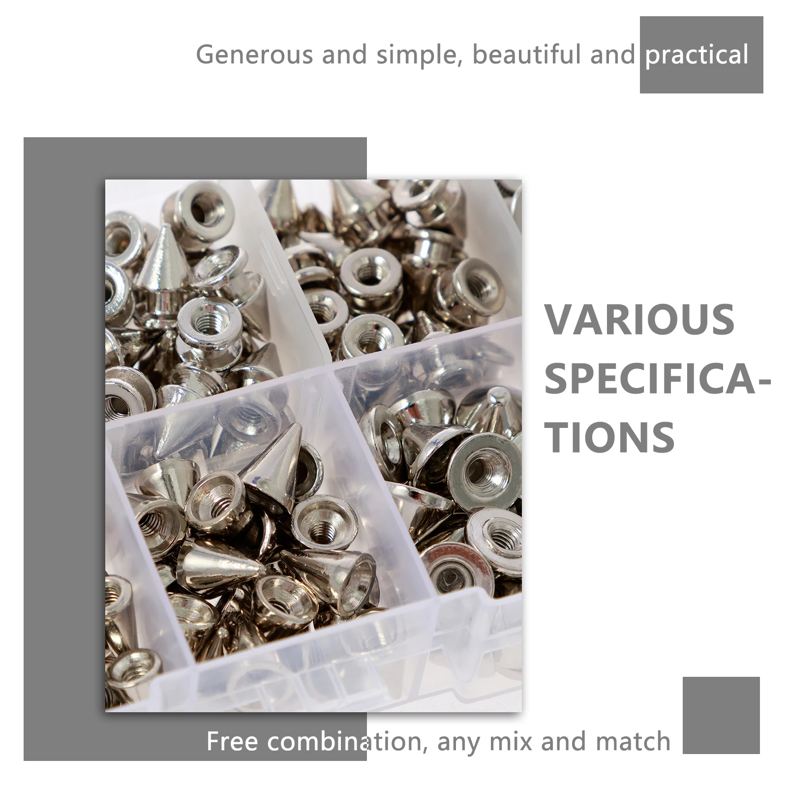359Pcs Punk Rivet Clothing Studs Cone Spikes Kit Tree Spike Assortment Kit DIY Punk style Clothes Jacket Shoes Bag Collar metal rivets metal studs