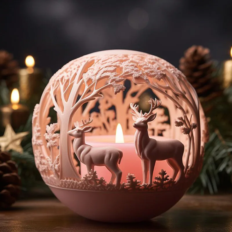 Christmas Ball Aromatherapy Candle Soap Mould Rose Flower Cake Decoration Scented Candle Mold Soap Mould Craft Baking Tools
