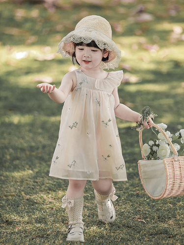 2022 Summer New Fashion Dress Baby Chinese Cardigan Sweet Retro Light Children's Dress