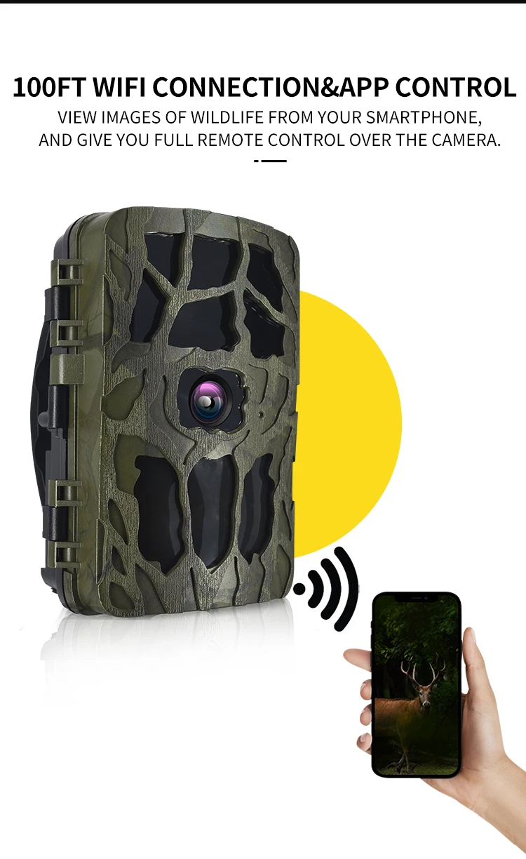 Outdoor Wifi Hunting Camera APP Control Trail Camera IP66 Waterproof 4K 20MP Nig