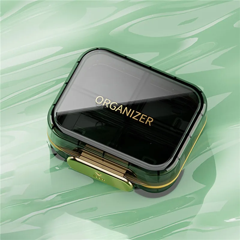 4 Grids Cross Print Pill Box Portable Mini Plastic Pill Storage Transparent Pocket Medicine Box Outdoor Home Pill Case