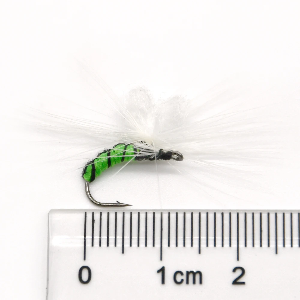 MNFT 6PCS May Fly Green Body White Wing Caddis Trout Flies Fly FIshing Lure  Baits Hooks Size #11